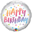 Folie helium ballon Happy Birthday rainbow dots