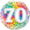 Folie helium ballon 70 jaar rainbow dots