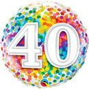 Folie ballon 40 jaar rainbow dots