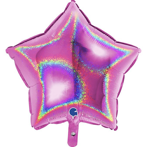 Folie helium ballon Ster glitter fuchsia