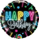 Folie helium ballon Happy Birthday neon glow