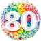 Folie ballon 80 jaar rainbow dots