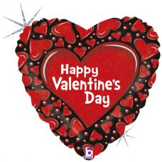 Folie helium ballon Happy Valentine's Day Black/Red