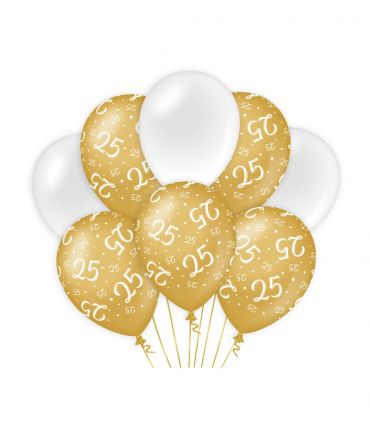 Ballonnen gold/white 8 stuks