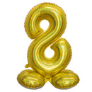 Folie Cijfer Ballon Holografisch Goud op voet 32"/80 cm Cijfers 0-9