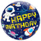 Bubble helium ballon Happy Birthday Space