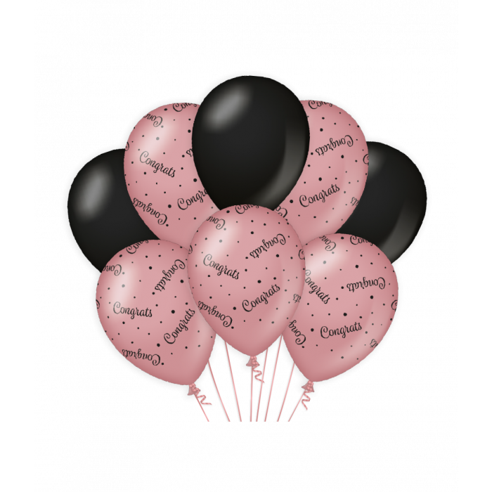 Ballonnen roségold/black-Congr 8 st
