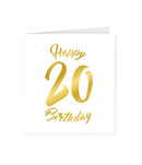 Wenskaart Gold/White  20 jaar - Happy 20 Birthday