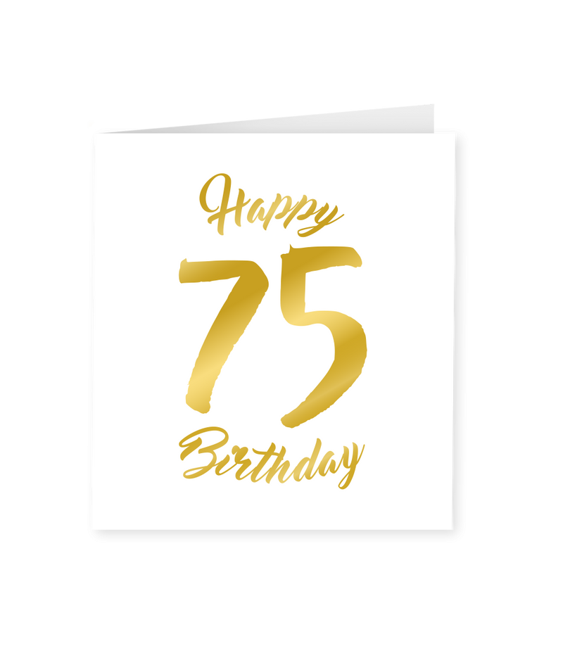 Wenskaart Gold/White  75 jaar - Happy 75 Birthday