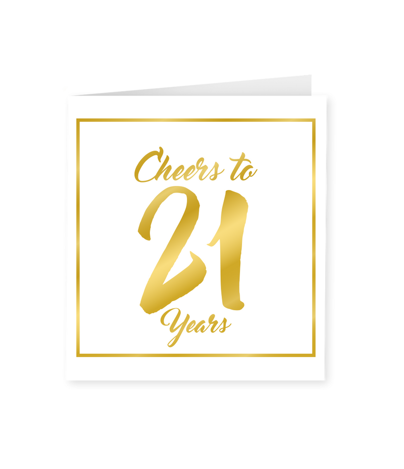 Wenskaart Gold/White  21 jaar - Cheers to 21 Years
