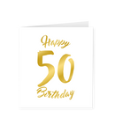 Wenskaart Gold/White  50 jaar - Happy 50 Birthday