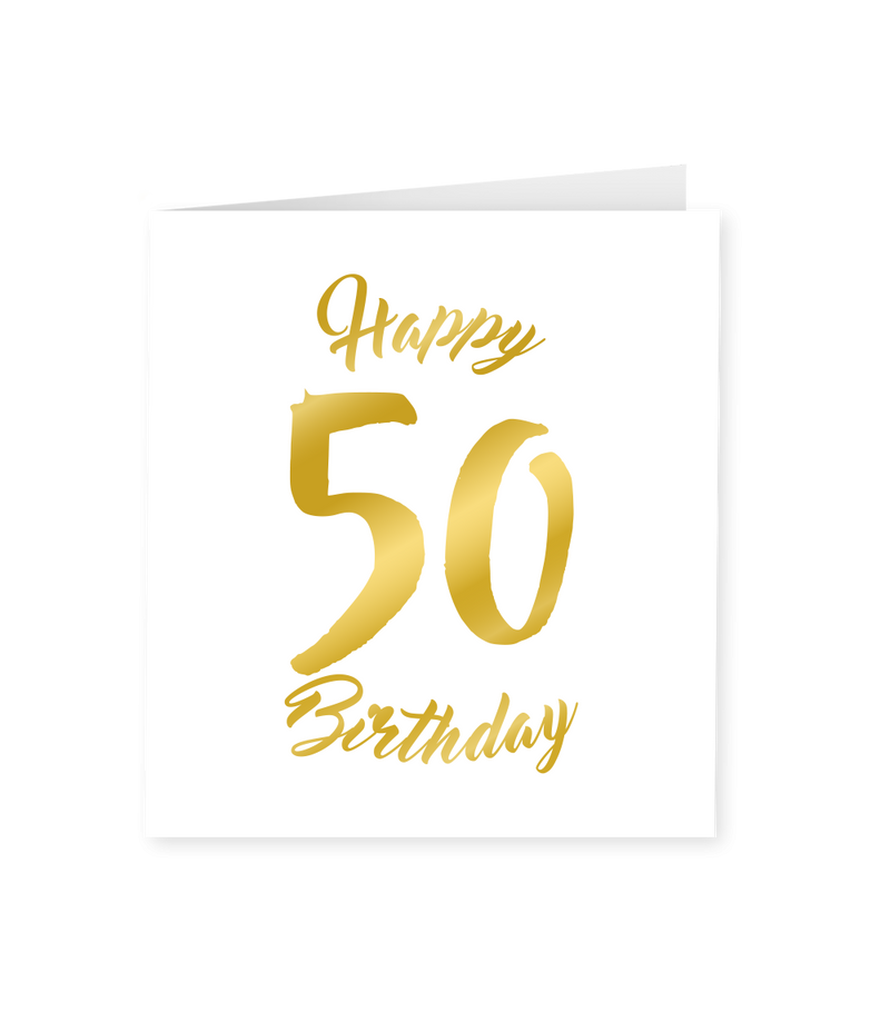 Wenskaart Gold/White  50 jaar - Happy 50 Birthday