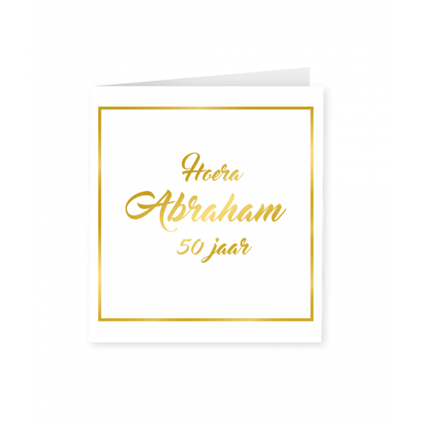 Wenskaart Gold/White  Hoera Abraham 50 jaar
