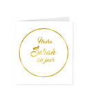 Wenskaart Gold/White  Hoera Sarah 50 jaar