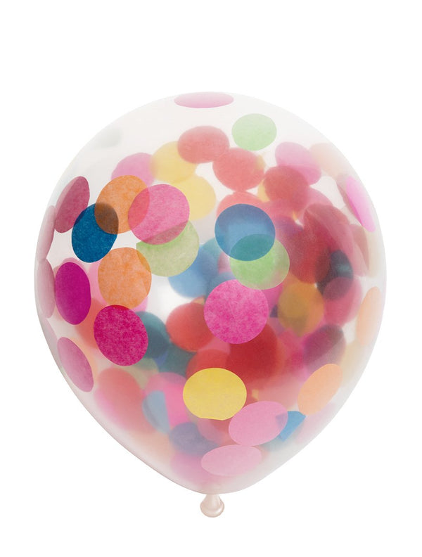 Confetti ballonnen 12" papier, verpakt per 6 stuks, diverse kleuren