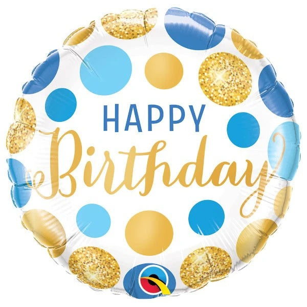 Folie helium ballon Happy Birthday dots bl