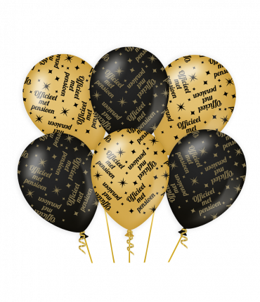 Ballonnen Classy gold/black-Pensioen 6st