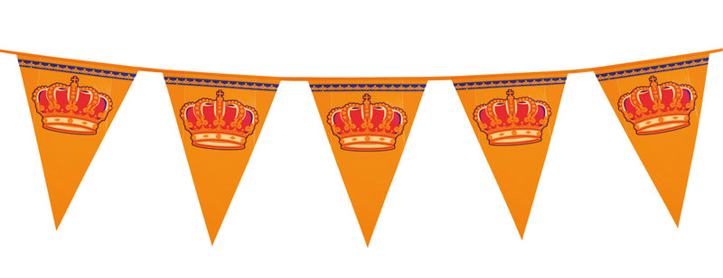 Vlaggenlijn plastic Koningsdag Oranje, 8m