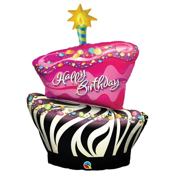 Folie helium ballon Shape Happy Birthday Funky Zebra 104cm