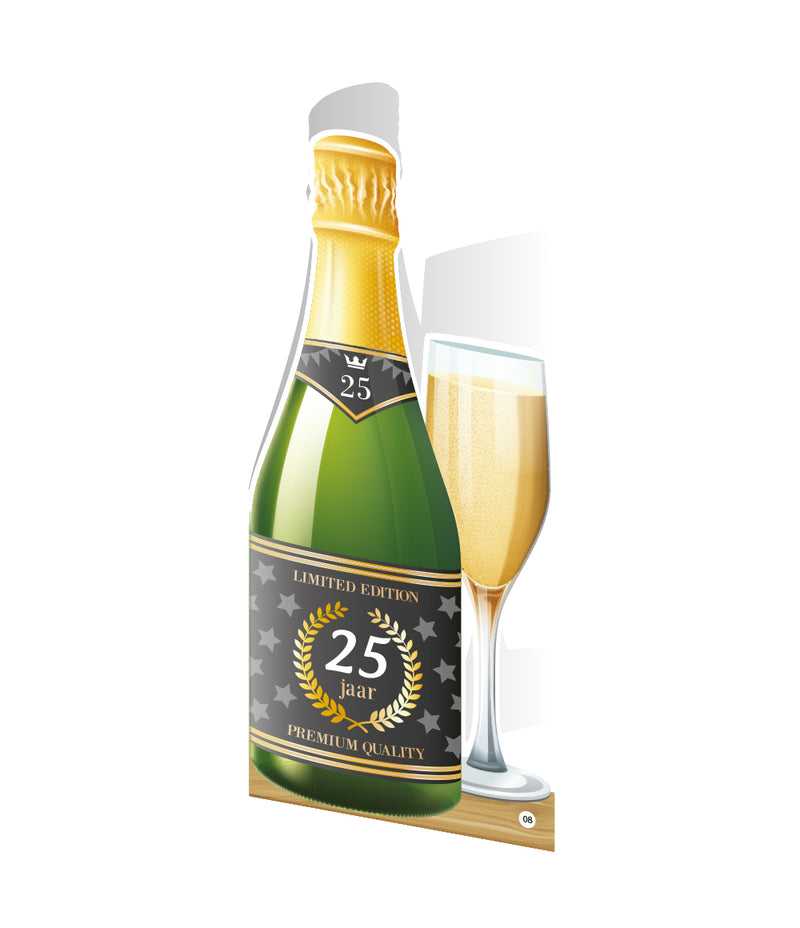 Champagne wenskaart 25 jaar