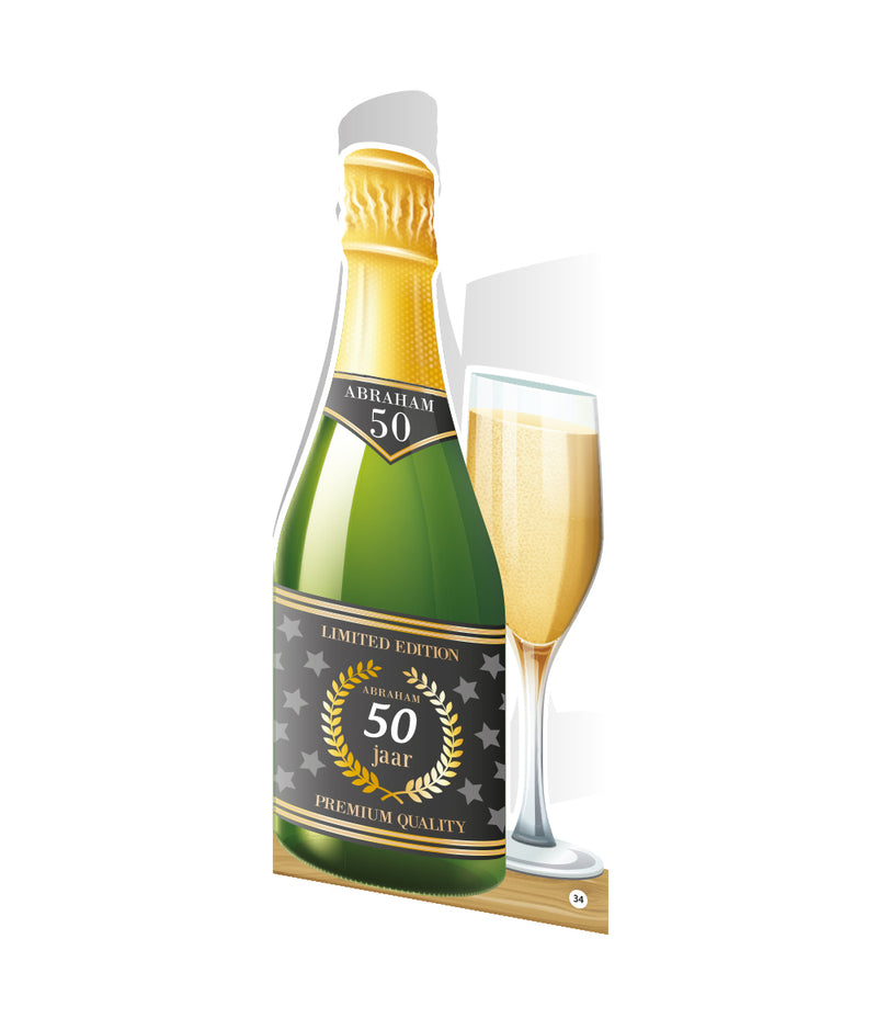 Champagne wenskaart Abraham 50 jaar