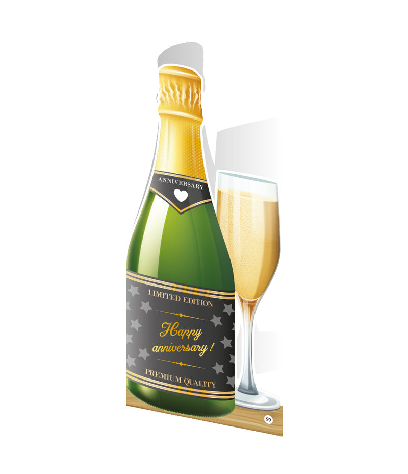 Champagne wenskaart Happy Anniversary