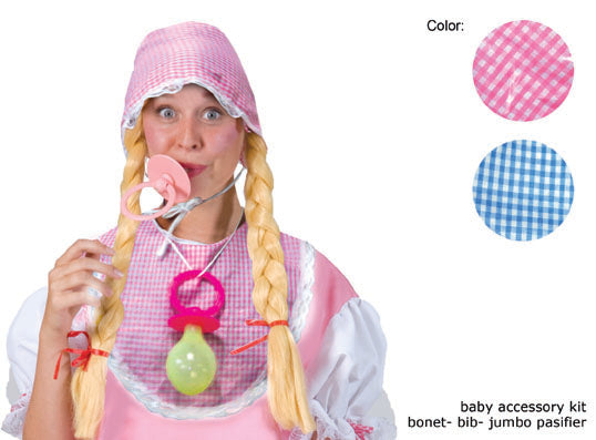 Baby accessoire set bestaand uit slabbetje, jumbospeen en mutsje