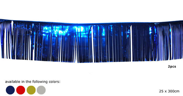 Folie slingers, metallic blauw, 25x300, 2 stuks
