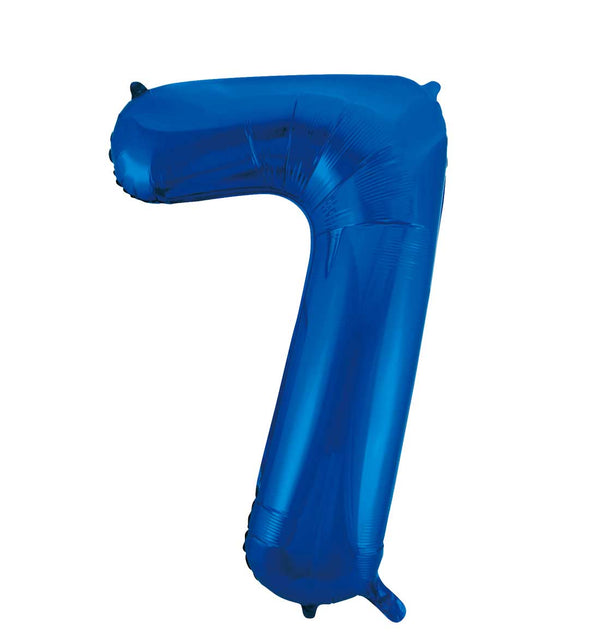 Folie Cijfer ballon 34"/86cm 0-9 Blauw, wordt met helium gevuld verstuurd