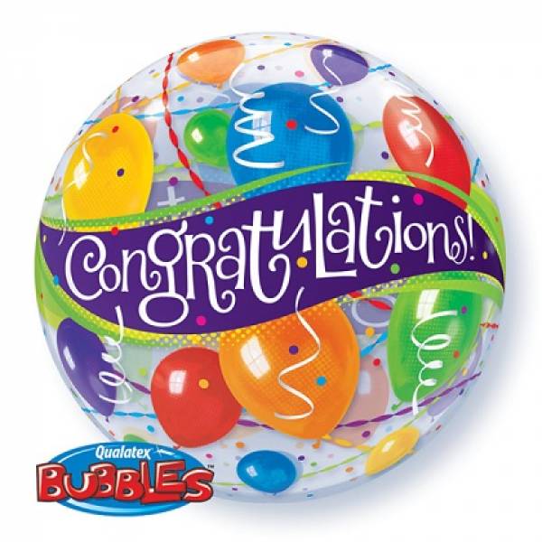 Bubble helium ballon Congratulations ballonnen