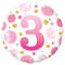 Folie helium ballon 3 jaar dots roze