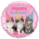Folie helium ballon Happy Birthday Kittens