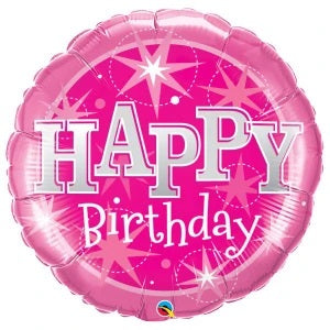 Folie helium ballon Happy Bday Sparkle XL roze