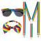 Regenboog/Pride set (bretels, bril en strik)