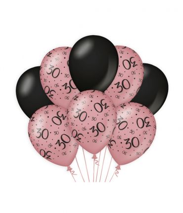 Ballonnen roségold/black 8 stuks div. leeftijden