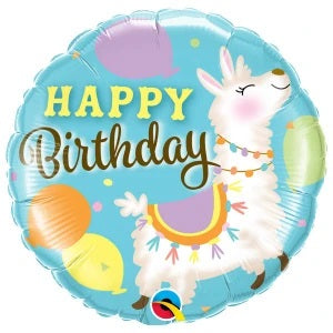 Folie helium ballon Happy Birthday Lama